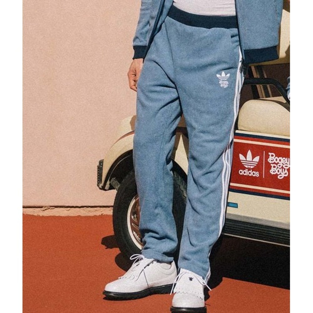Adidas x Bogey Boys Blue Terry Cloth Track Pants Golf Mens size 32x32